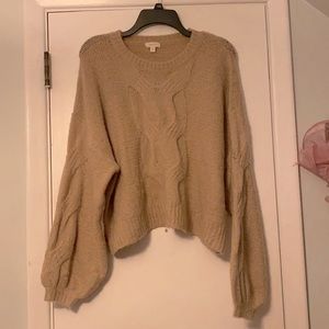 Tan Balloon Sleeve Sweater